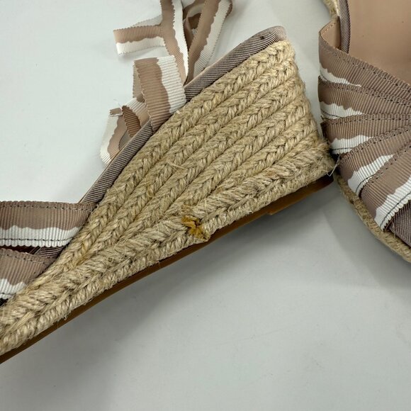 Bandolino Womens Ribbon Tie Espadrille Wedge Sandals 7M Medium Natural - Picture 6 of 9